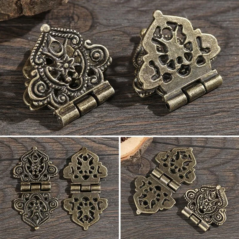 3PCS Vintage Legierung Hohle Blume Scharnier 24*54mm Möbel Hardware DIY Box Metall Scharniere