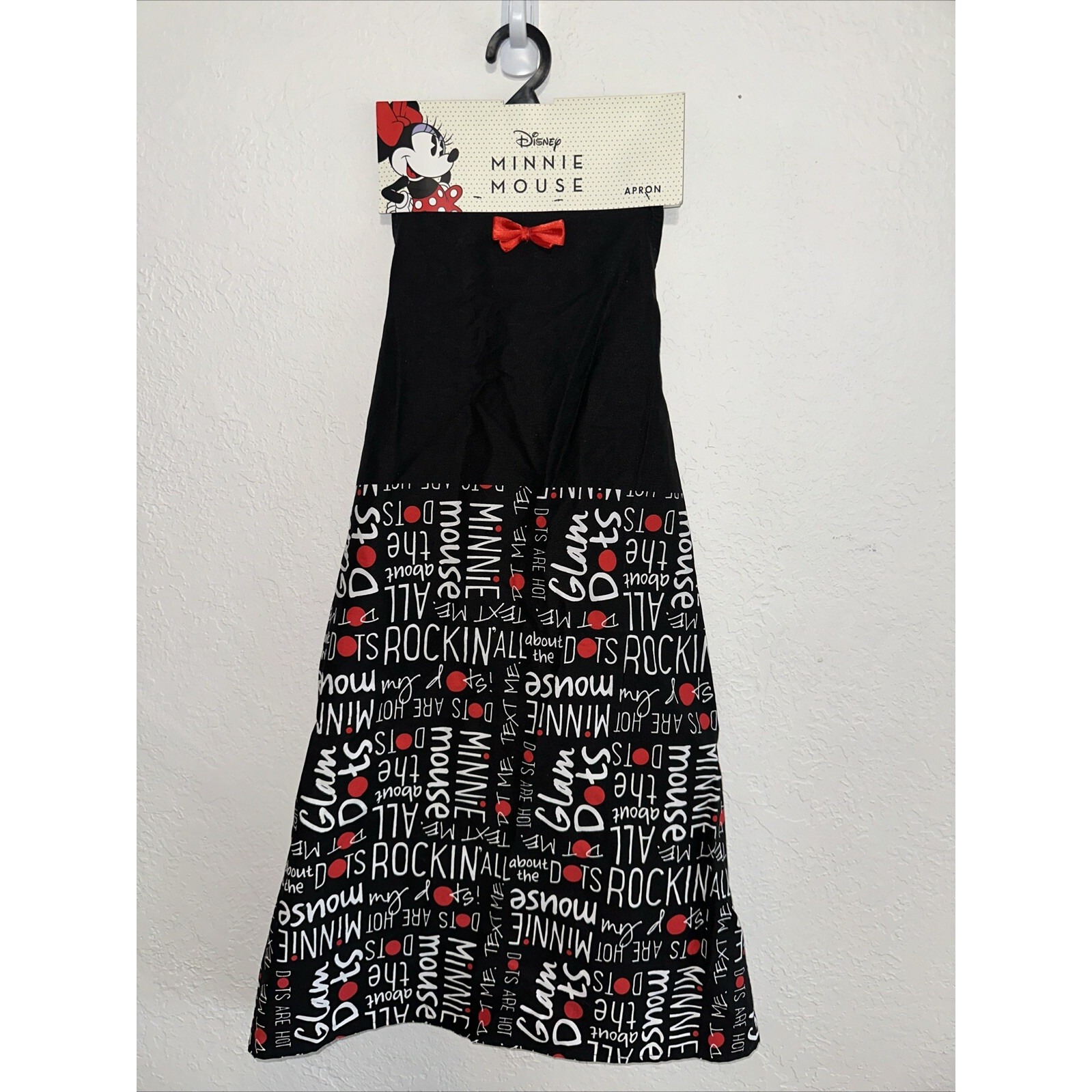 Disney Kitchen | Disney Minnie Mouse Apron Rockin All The Dots Black Red Graphic Kitchen New | Color: Black/Red | Size: Os