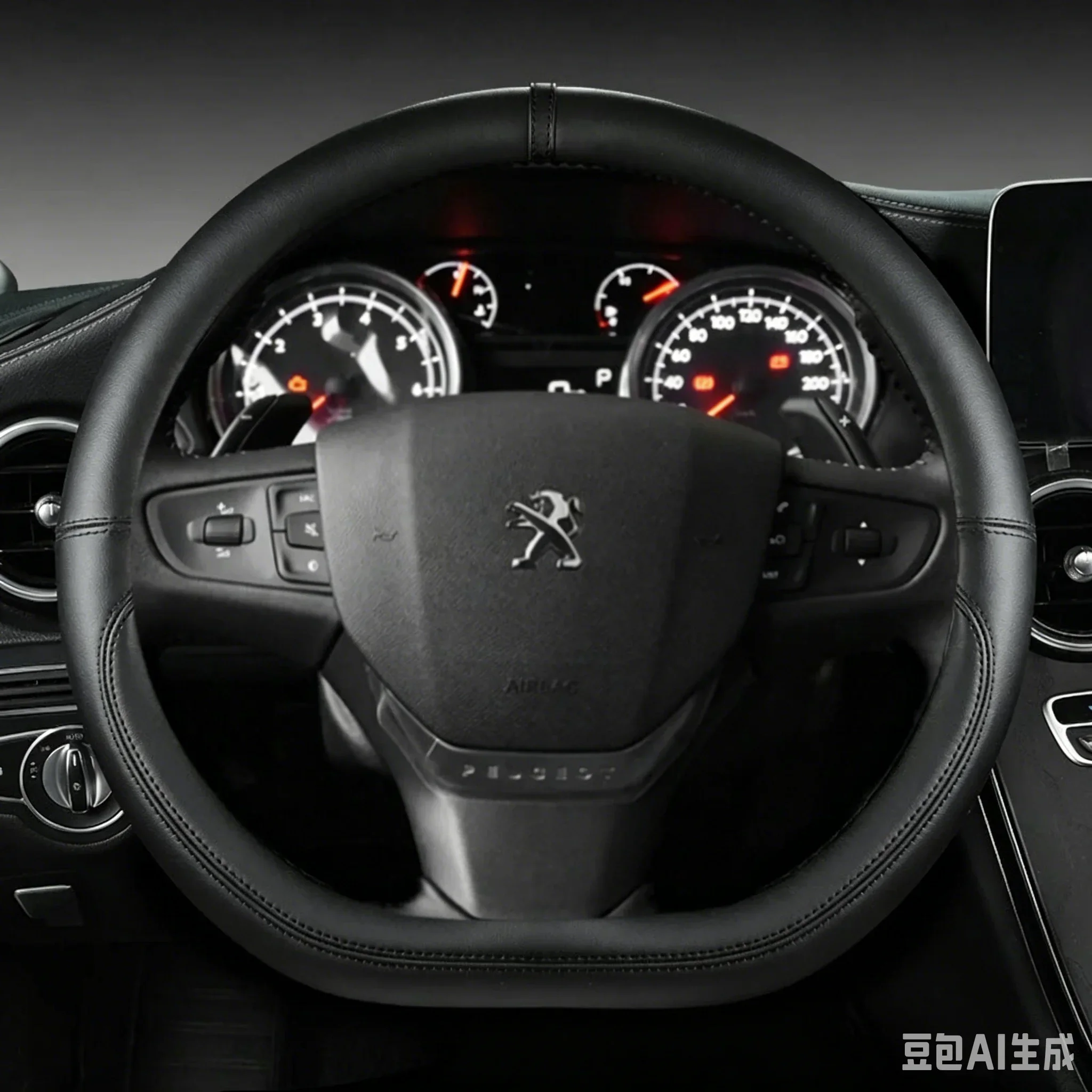 Housse de volant de voiture en forme de D pour Citroën C3 C3-XR 2015-2019 C4 2016-2019 Peugeot 408 2014-2019 Traveller 2016-2019