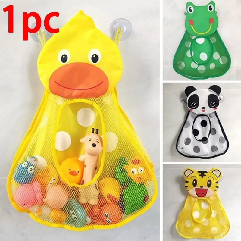 Sac de rangement suspendu pour salle de bain, motif dessin animé, sac en filet pour jouets de bain avec ventouses, accessoire de salle de bain durable pour jouets, 1 pièce