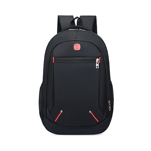 Zaino leggero nero da uomo per studenti, borsa scolastica in poliestere di grande capacità con scomparti multipli per ragazzi e ragazze, borsa per laptop per il ritorno a scuola, scuola media,