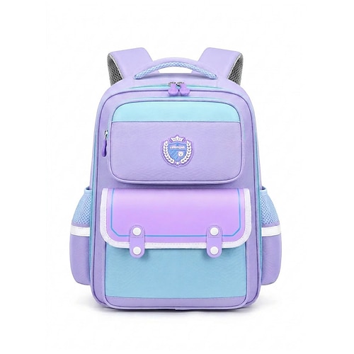 Zaino per bambini e bambine per il ritorno a scuola, in poliestere impermeabile, multicolore, con scomparti multipli e grande capacità, strisce riflettenti e spallacci imbottiti, ideale per la scuola,