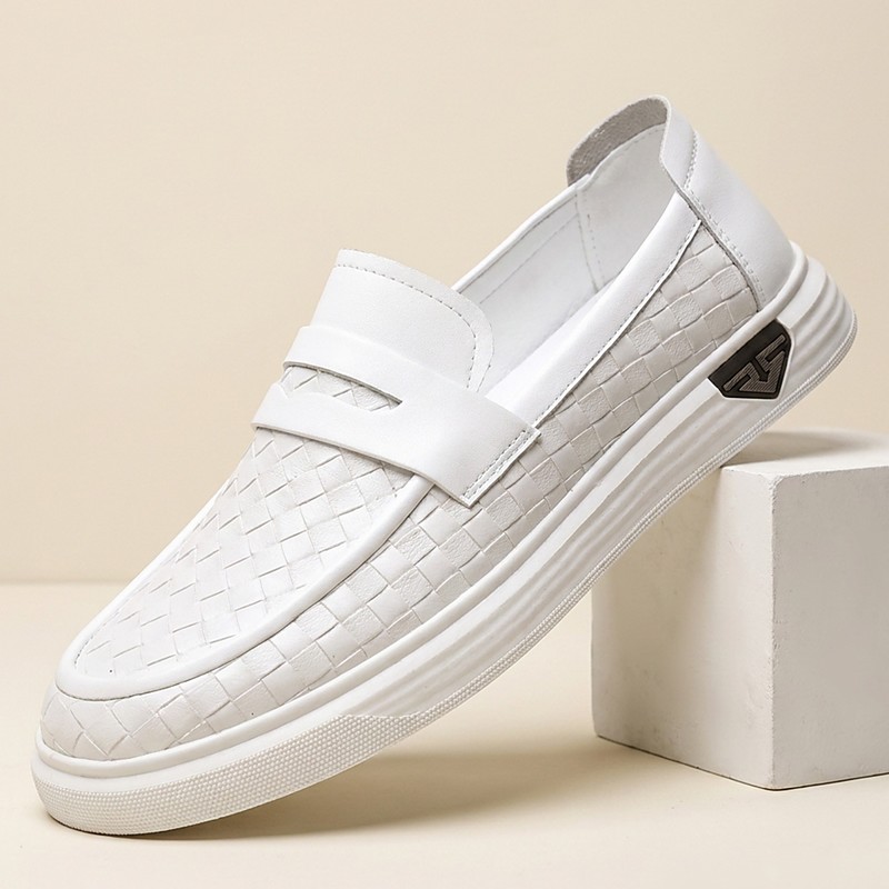 Men's Minimalist White Casual Sneakers, Clean Modern Lace-Up Sport Shoes for Men, Smart Casual Style for Office, Travel, Walking Everyday Wear