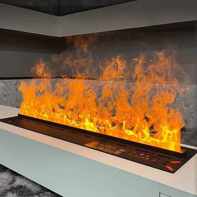 Smart Home 3d zerstäubten Kamin mit LED bunte Flamme Öko Wasserdampf Innen elektrischen Kamin für TV-Wand Wohnzimmer Dekor