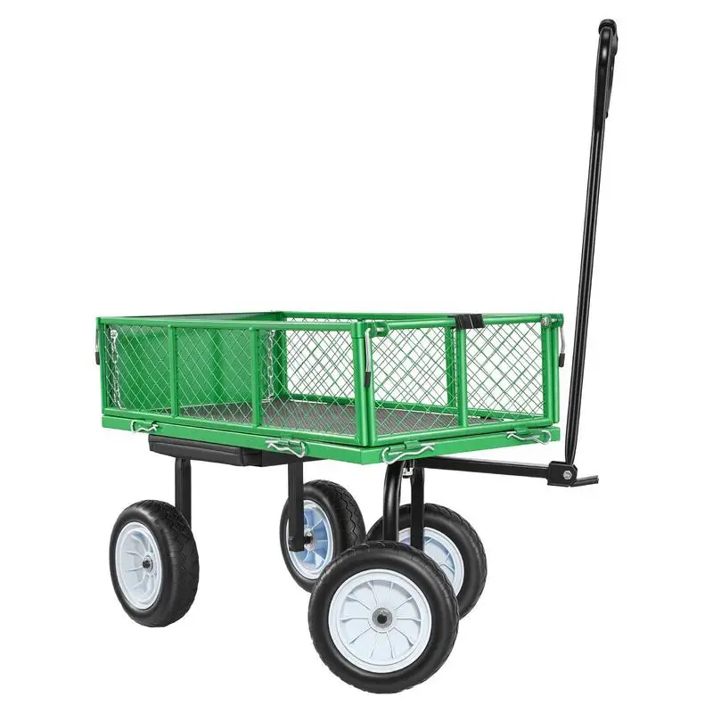 Chariot de jardin avec siège, capacité de 227 kg, siège de travail de jardin roulant en acier avec roues, tabouret de jardinage robuste, avec plateau à outils et poignée réglable, chariot de jardin