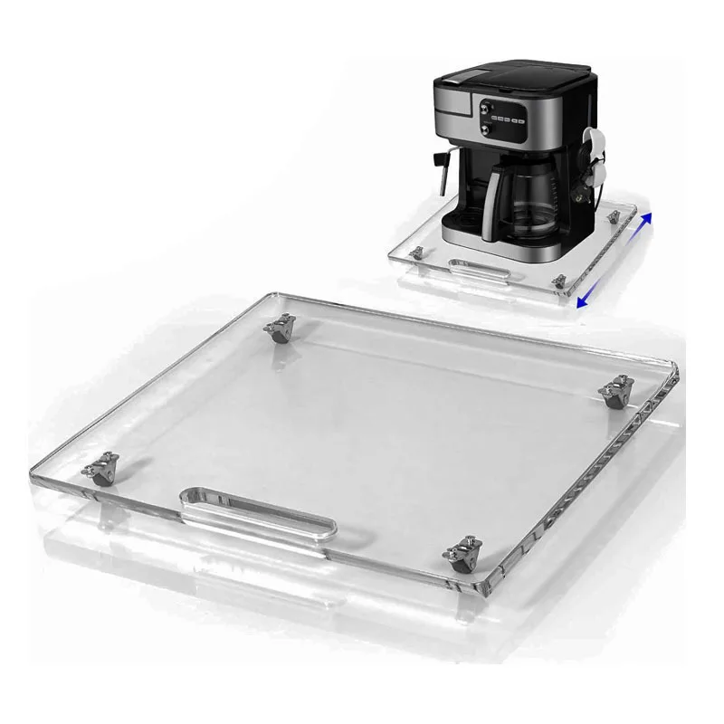Plateau roulant en acrylique avec roues en caoutchouc, base mobile pour machine à café et divers petits appareils électroménagers