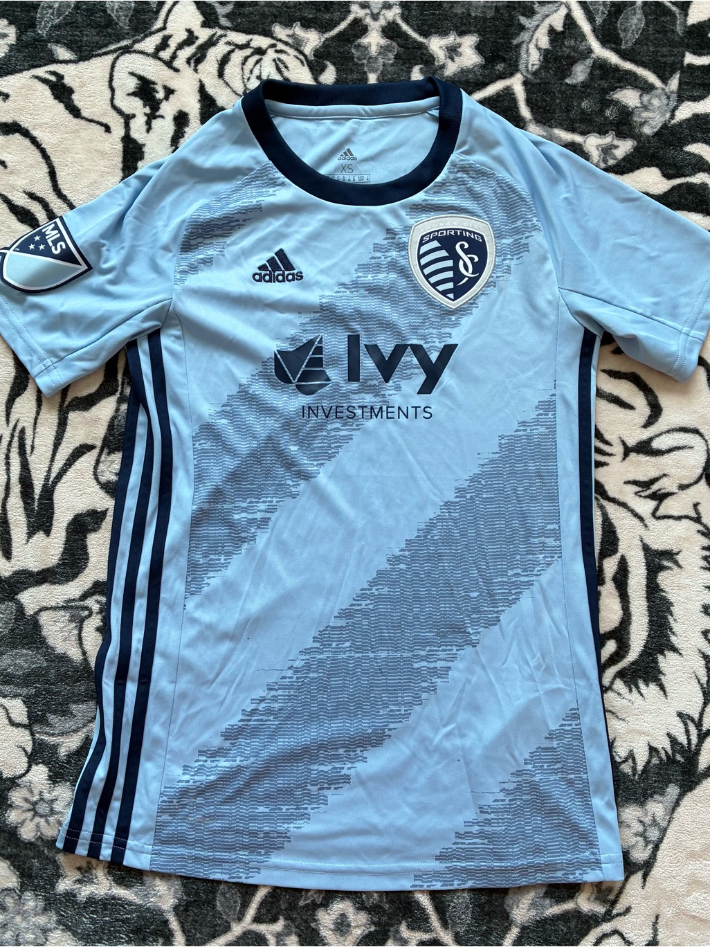 Adidas Shirts | 008 - Adidas Sporting Kansas City Kc Mls Soccer Football Jersey | Color: Blue/White | Size: Xs