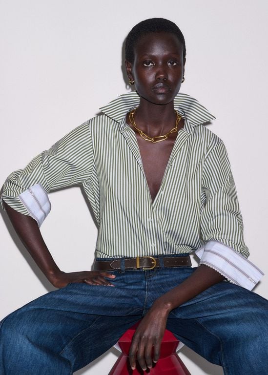 Stripe Relaxed Forever Shirt-Soft - Gray - ME+EM Tops