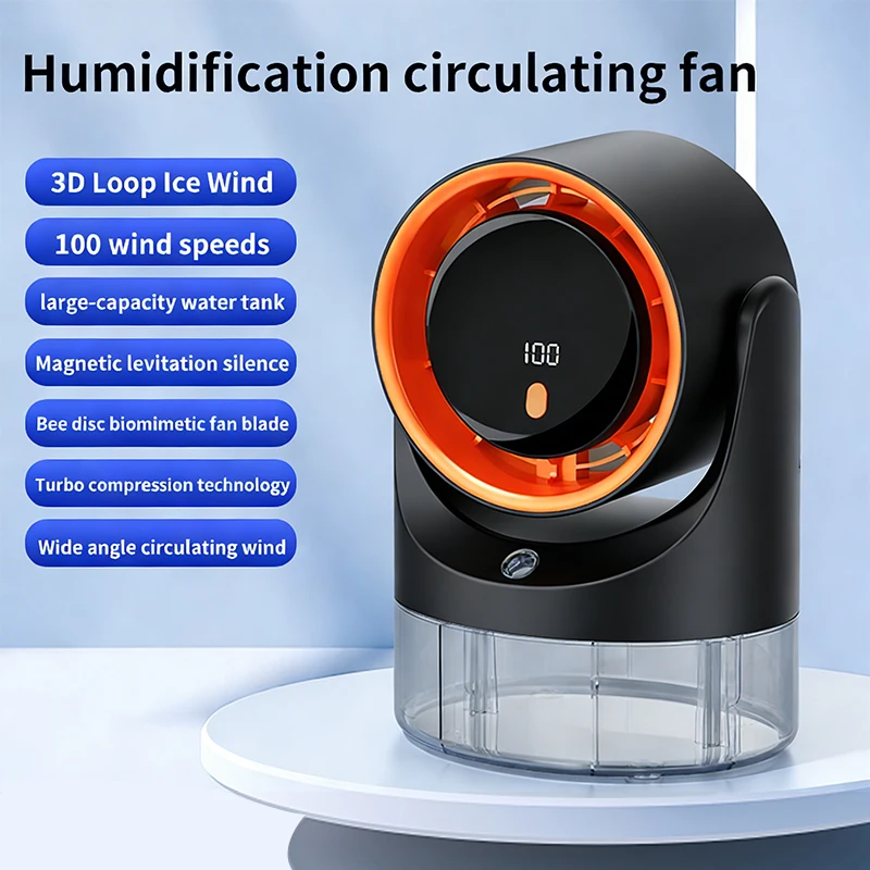 Mini ventilateur électrique avec pulvérisation à un seul orifice, climatiseur, ventilateur de bureau rafraîchissant, humidificateur, ventilateur de circulation 360° ° Ajustable