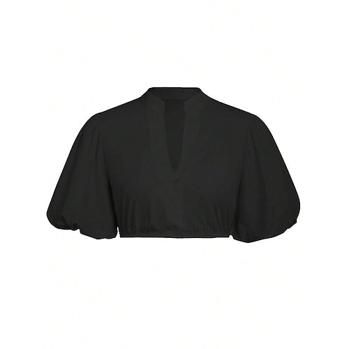 Oktoberfest Blouse Dirndl Pantacourt Col en V Col montant Col mandarin Manches bouffantes Femme de ménage Bavarois Alpin Patrimoine Prairies Femmes Carnaval Fête de la Bière Tissu de style