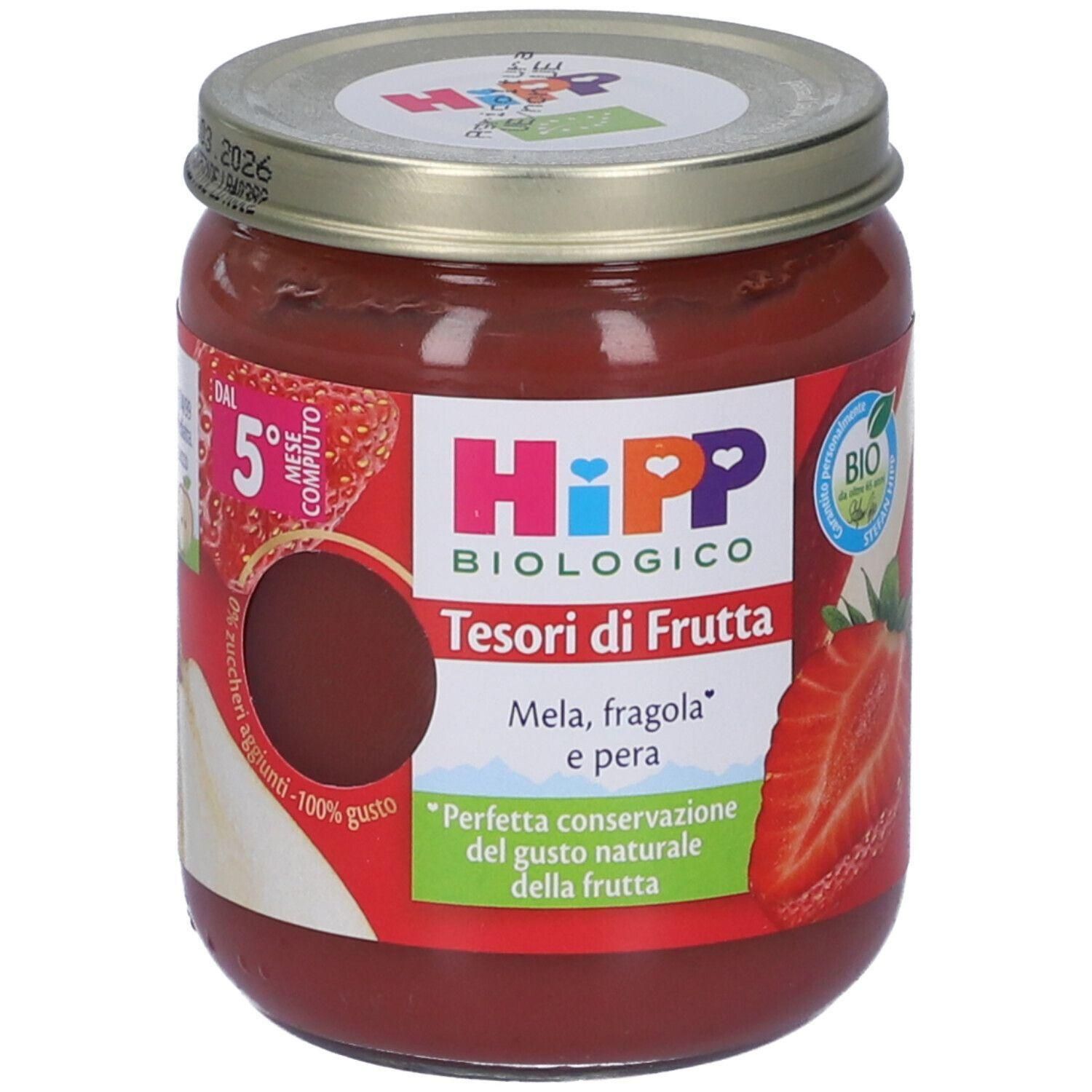 HiPP Tesori Di Frutta Omogenizzato Mela Fragola e Pera 4x160 g