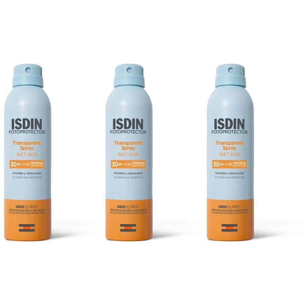 ISDIN Fotoprotector Transparent Wet Skin Spray Solare SPF 30 3x250 ml