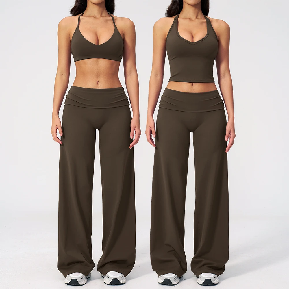 Ensemble de yoga 2 pièces pour femme, tenue de sport, vêtements de fitness, leggings taille haute, soutien-gorge de sport, vêtements de sport, vêtements de gym