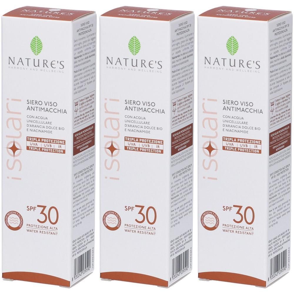 Nature'S iSolari Siero Viso Antimacchia SPF30 3x50 ml