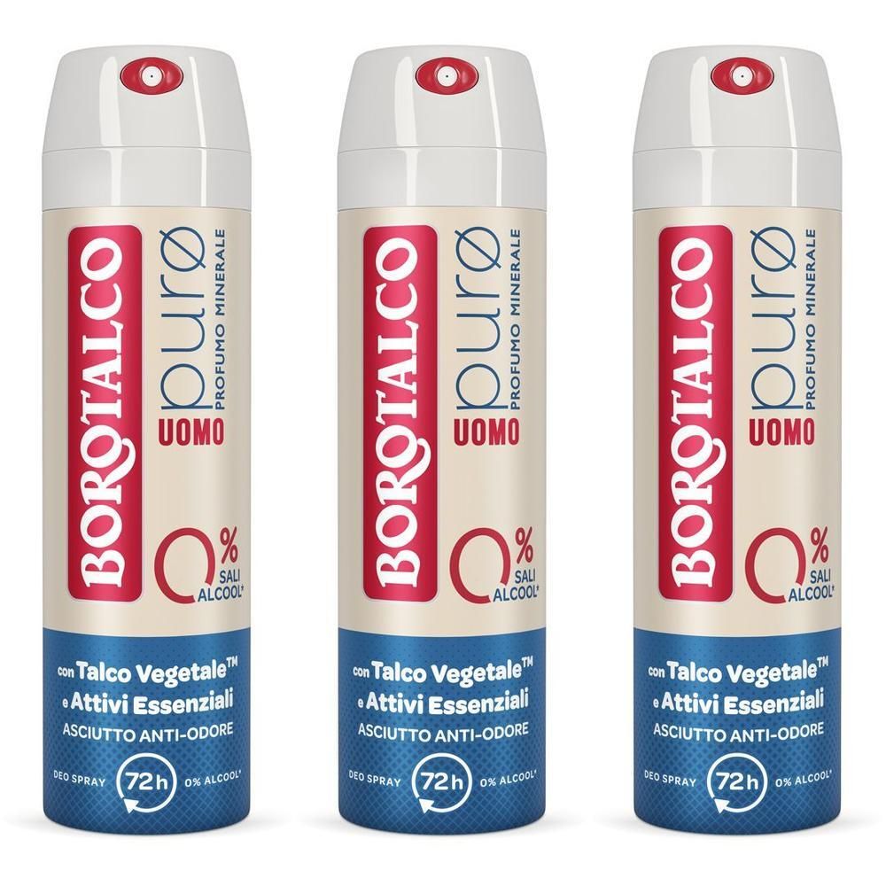 Borotalco Uomo Deodorante Puro Spray (150ML) 3x150 ml