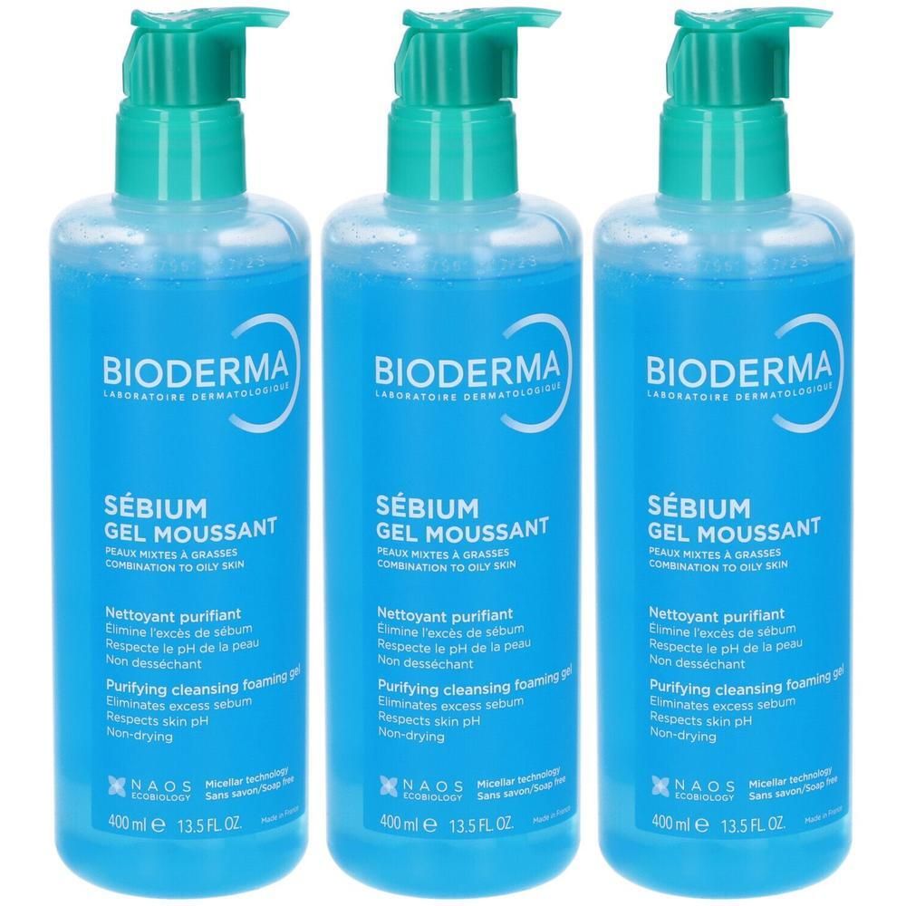 Bioderma Gel Viso Detergente Purificante 3x400 ml