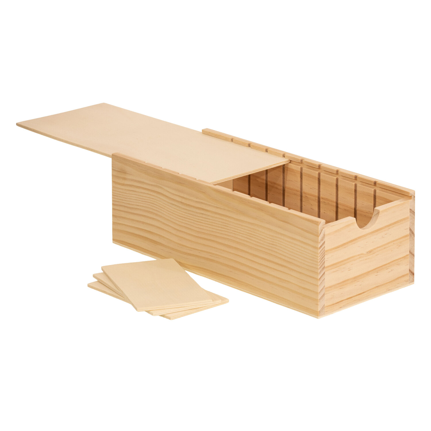 Karteikasten aus Holz, 28 x 12,6 x 9 cm