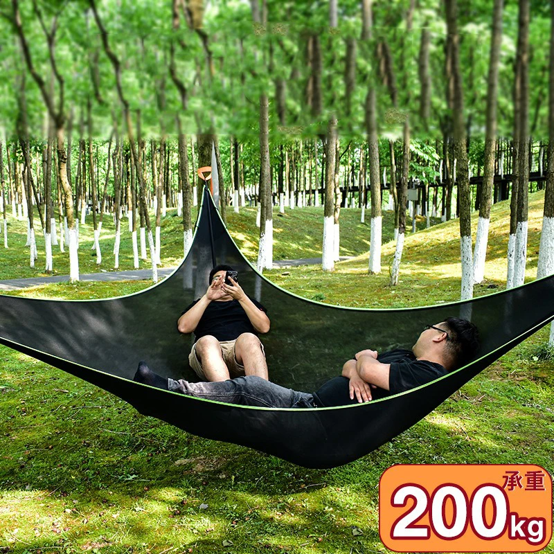 Outdoor-Camping Dreieck-Hängematte Anti-Rollover Große Luftnetz-Hängematte Baumzelt für Mehrere Personen Freizeit-Hängematte