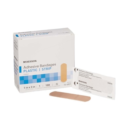 MCKESSON 16-4821 Tan Adhesive Strip, 1 x 3 Inch, 100PK