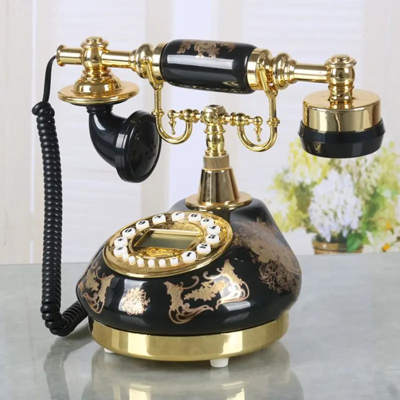 Nouveau téléphone fixe vintage noir bronzé avec cadran à boutons, compatible FSK et DTMF, identification de l