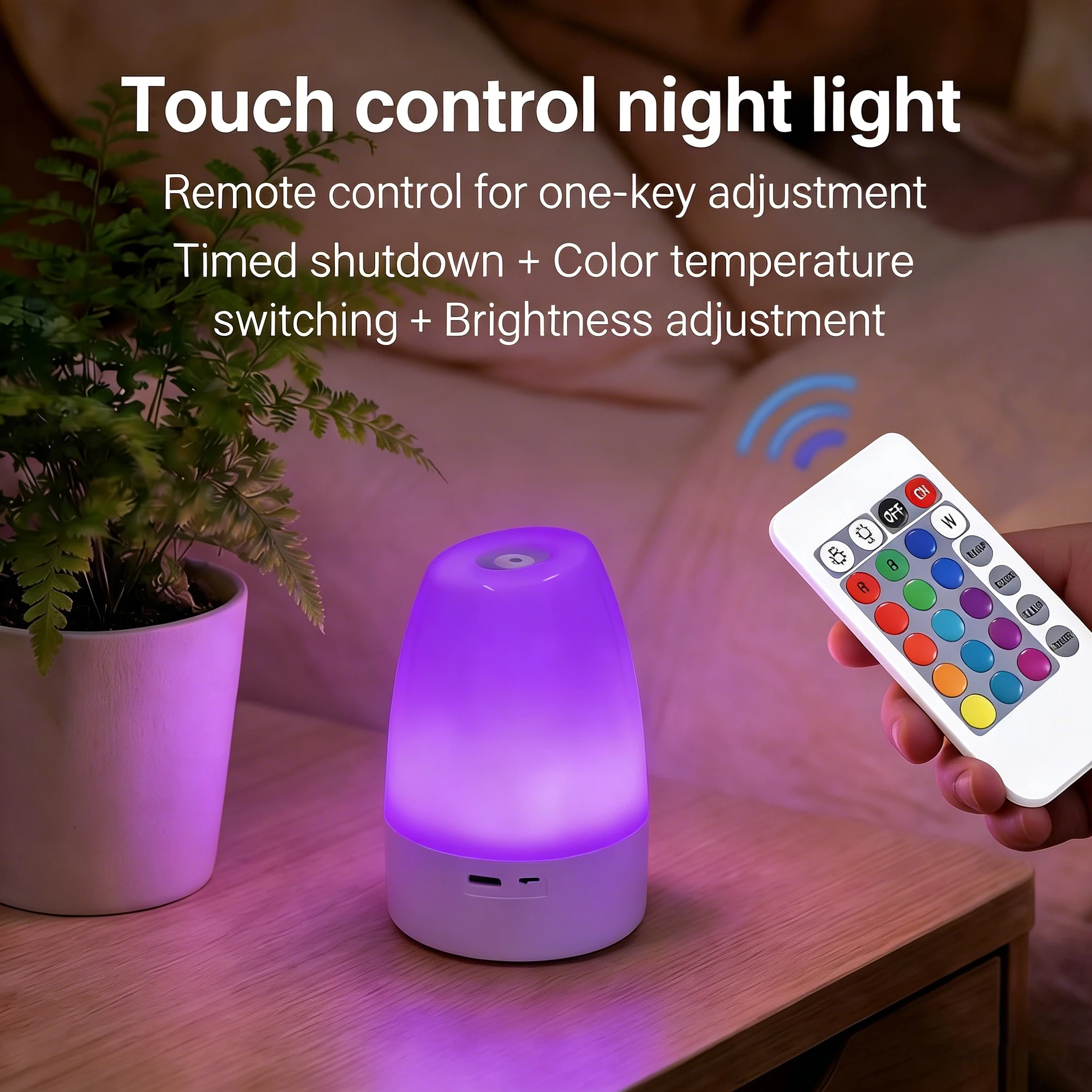 Touch RGB LED-Leuchten, dimmbare LED-Nachttischlampe, Fernbedienung, USB-wiederaufladbar, LED-Tischleuchte, 3 Farben, Nachtlampe, Geschenk für Kinder