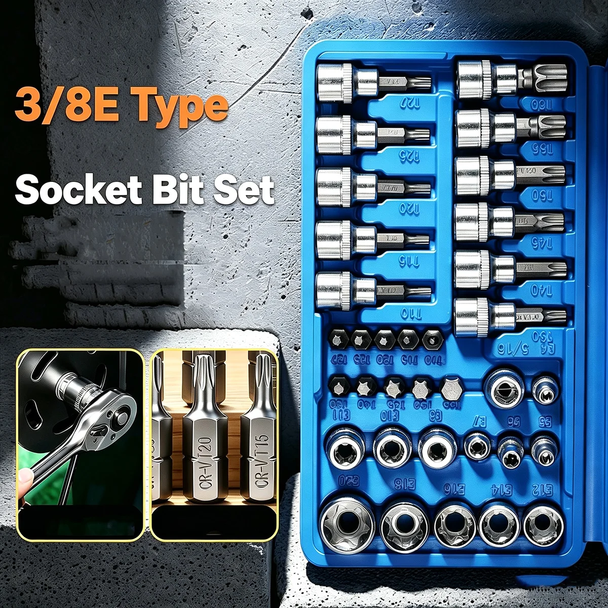 1/4 3/8 1/2 Zoll Torx-Bit-Steckschlüsselsatz E-Star Sicherheitsbits Stoßfeste Auto- und Motorrad-Reparatur-Handwerkzeugset Hohe Härte