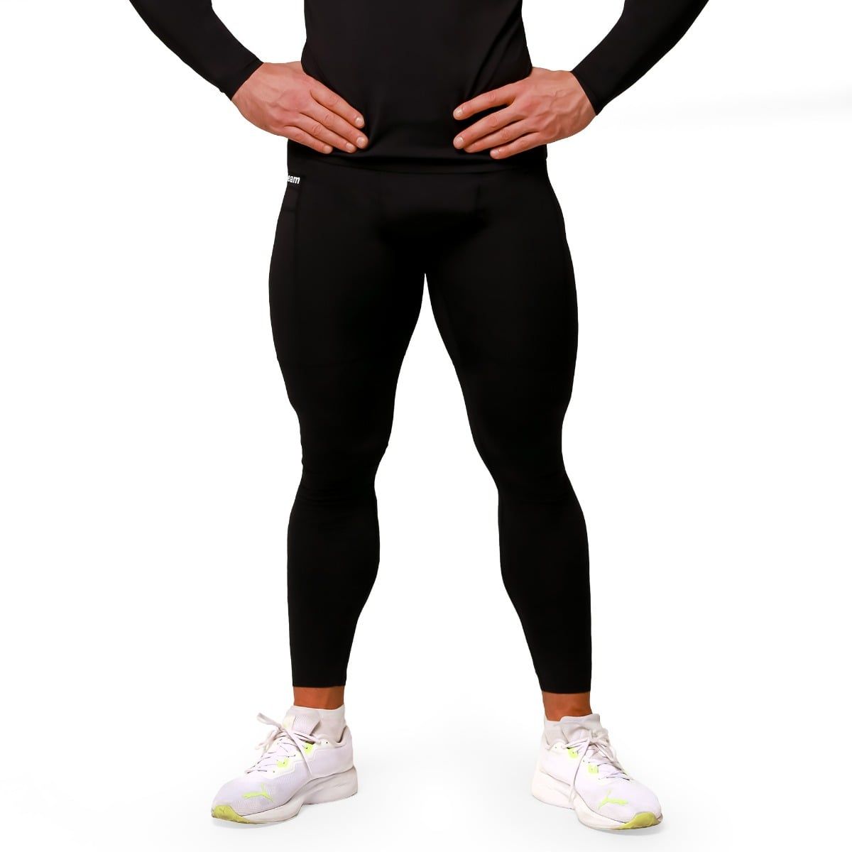 Leggings uomo slim a compressione media con tasca Black 1 St