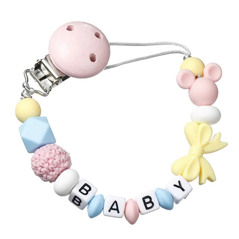 NOUVEAU Clip de Sucette Personnalisé Fait Main avec Perles en Silicone Lettres Prénoms, Chaîne Attache-Sucette, Bracelet Anneau de Dentition pour Bébé, Cadeau de Puériculture