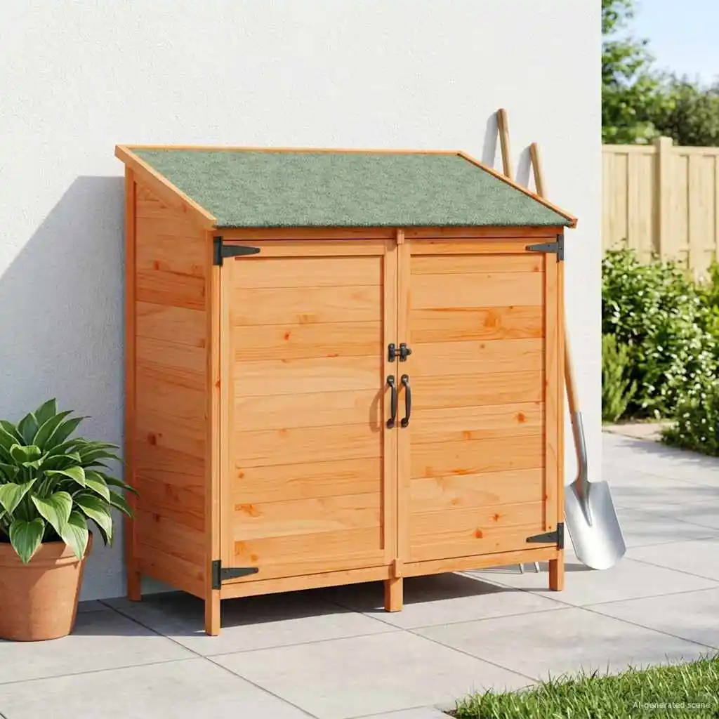 Abri de jardin avec toit brun 106,5 x 56 x 113,5 cm, armoire de rangement en bois pour jardin, armoire à outils d'extérieur, armoire de jardin, rangement de patio avec toit imperméable