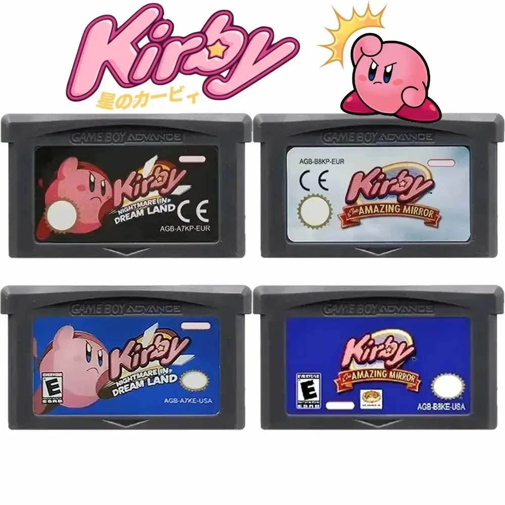 Kirby Video Game Cartridge For GBA NDS32-Bit Game Console English Version Amazing Mirror Nightmare in Dream Land Retro Game Card