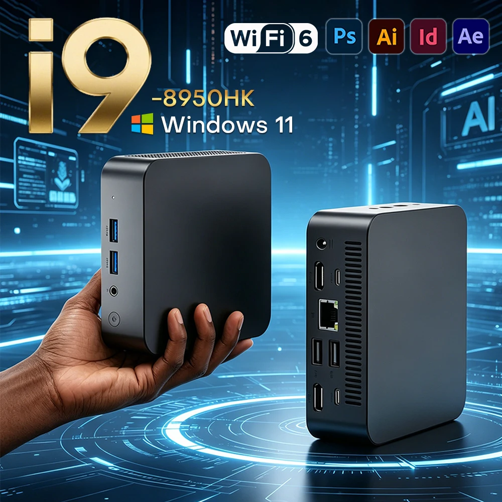 Mini PC 2026 Windows 11 Pro Intel Core i9 10980HK 8950HK i3 6100U Graphiques UHD Petit Ordinateur de Poche Mini PC WiFi6 BT5.2 Ordinateur de Bureau PC Gaming