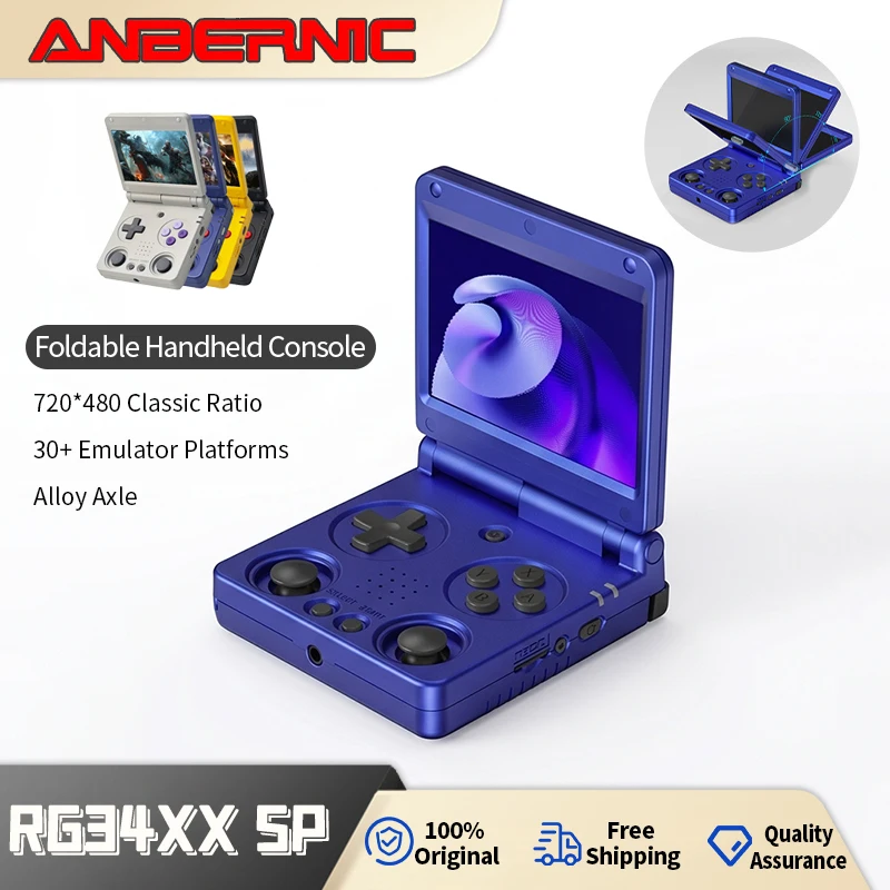Console de jeu portable Anbernic RG34XX SP Linux avec coque rabattable sans fil, jeux d