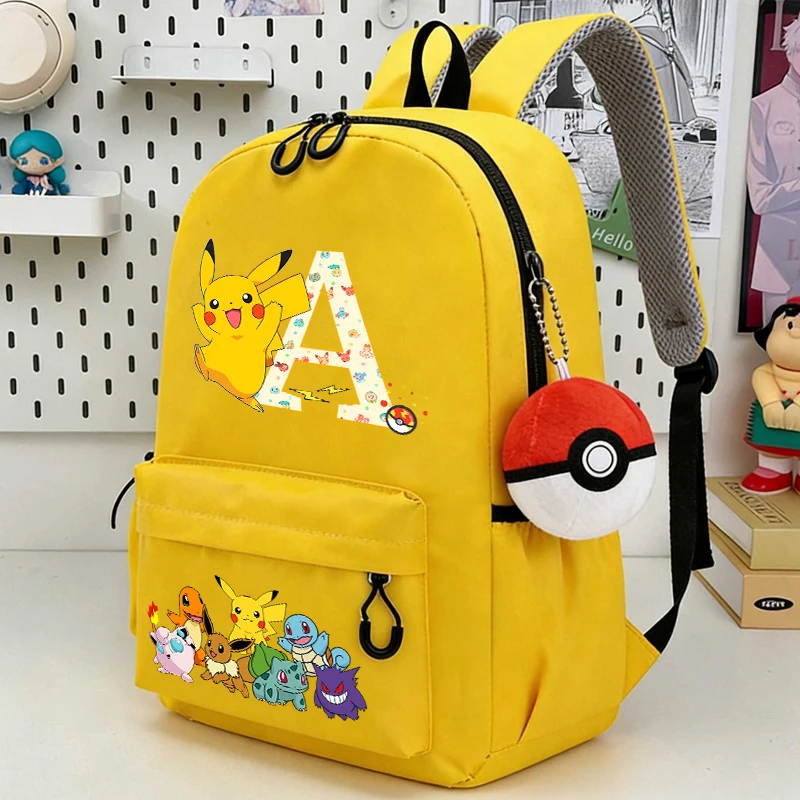 Pokémon, nouveau sac à dos pour enfants, sac d'école avec lettres de A à Z, sac d'école kawaii, sac à dos pour garçons et filles, sac à grande capacité pour étudiants, cadeau.