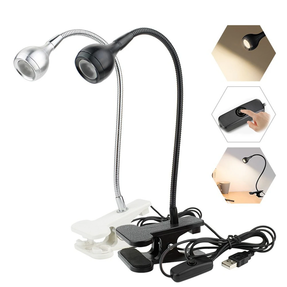 Lampe d'alimentation USB lampe de lecture avec Clip de support lampe de Table Flexible lampes de lecture d'étude Table de chevet chambre décor lampe de nuit