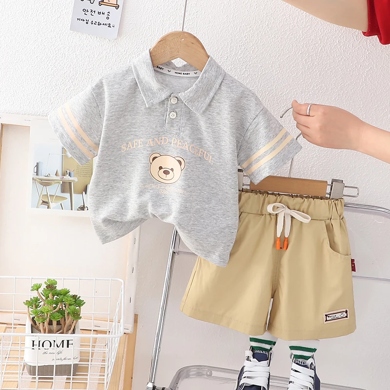 Tenue coréenne OOTD pour bébé garçon, vêtements pour enfants, mode enfant, ensembles de vêtements pour enfants, coton, 2 pièces, polo décontracté pour enfants
