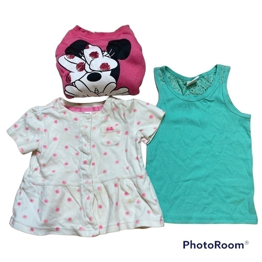 Disney Shirts & Tops | 18 Mos Girls Clothing Bundle Minnie Mouse Sweatshirt Disney Tank Top Cardigan | Color: Pink | Size: 18mb