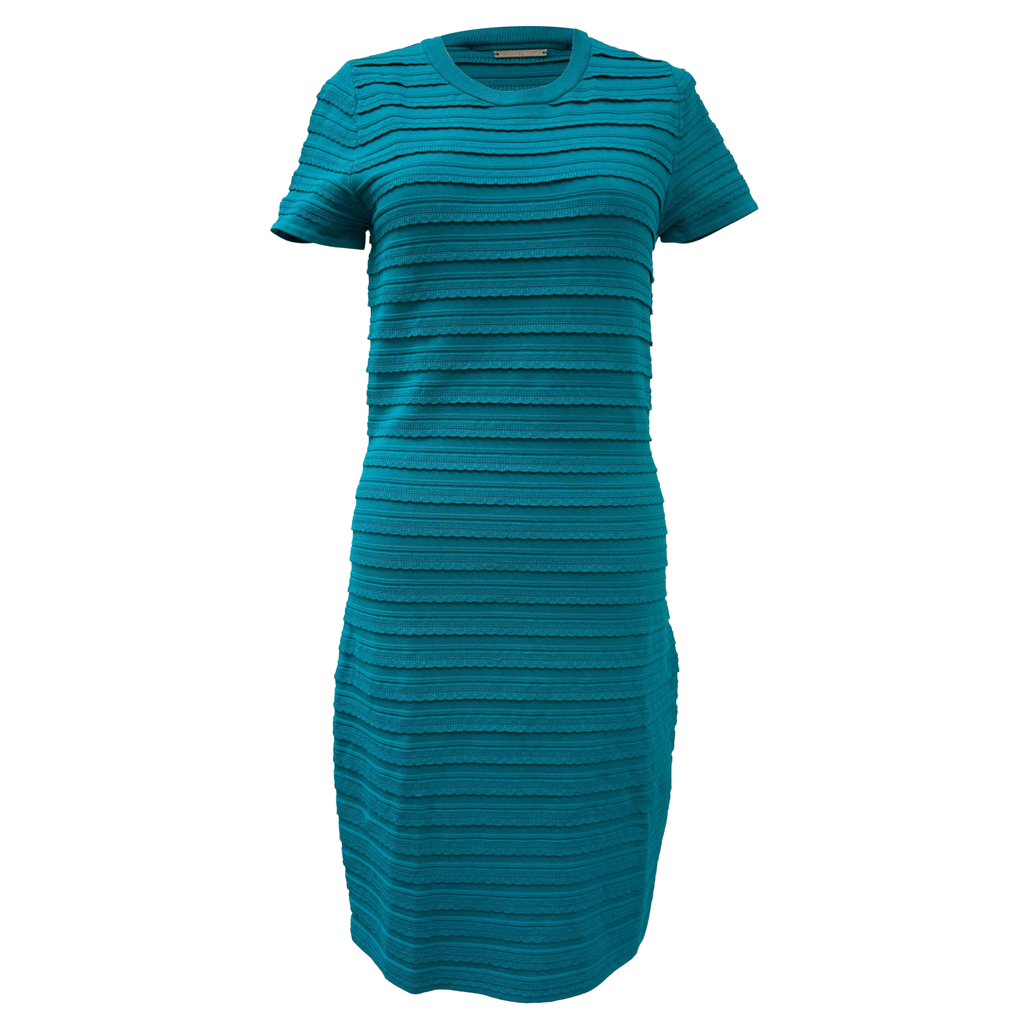 Michael Kors Mini-Kleid aus Stretch mit Rüschen und Streifen in Türkis-Viskose