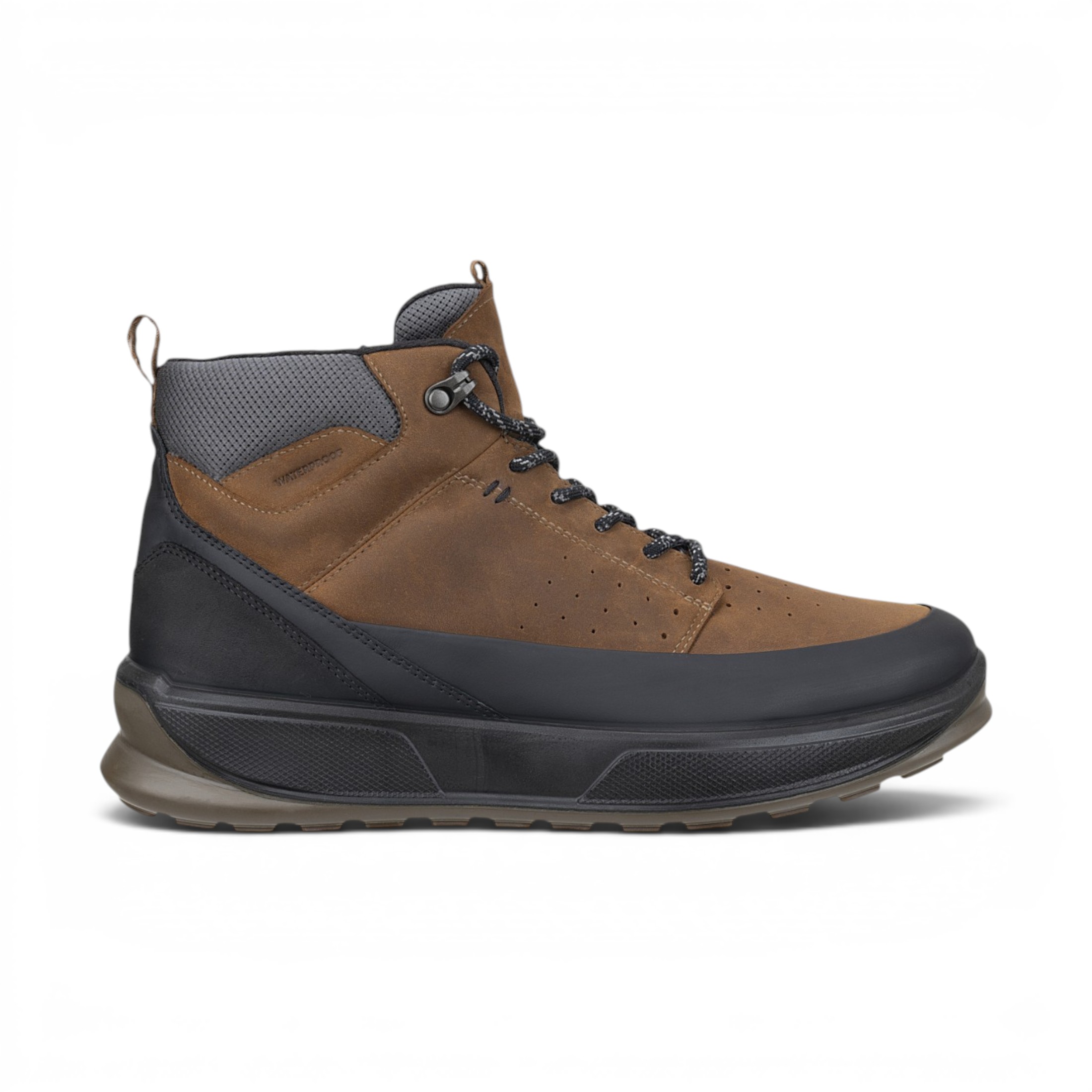 Ecco Herren Wasserdichte schwarze beige Leder-Wanderschuhe für den Garten – Byway 2.0