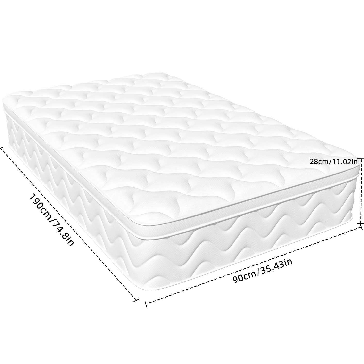 Hiazurm Matratze 90x190 cm, Höhe 28 cm, Taschenfederkernmatratze, 7-Zonen Federkernmatratze Matratzen, für Kinder und Erwachsene, mit Spannbettlake