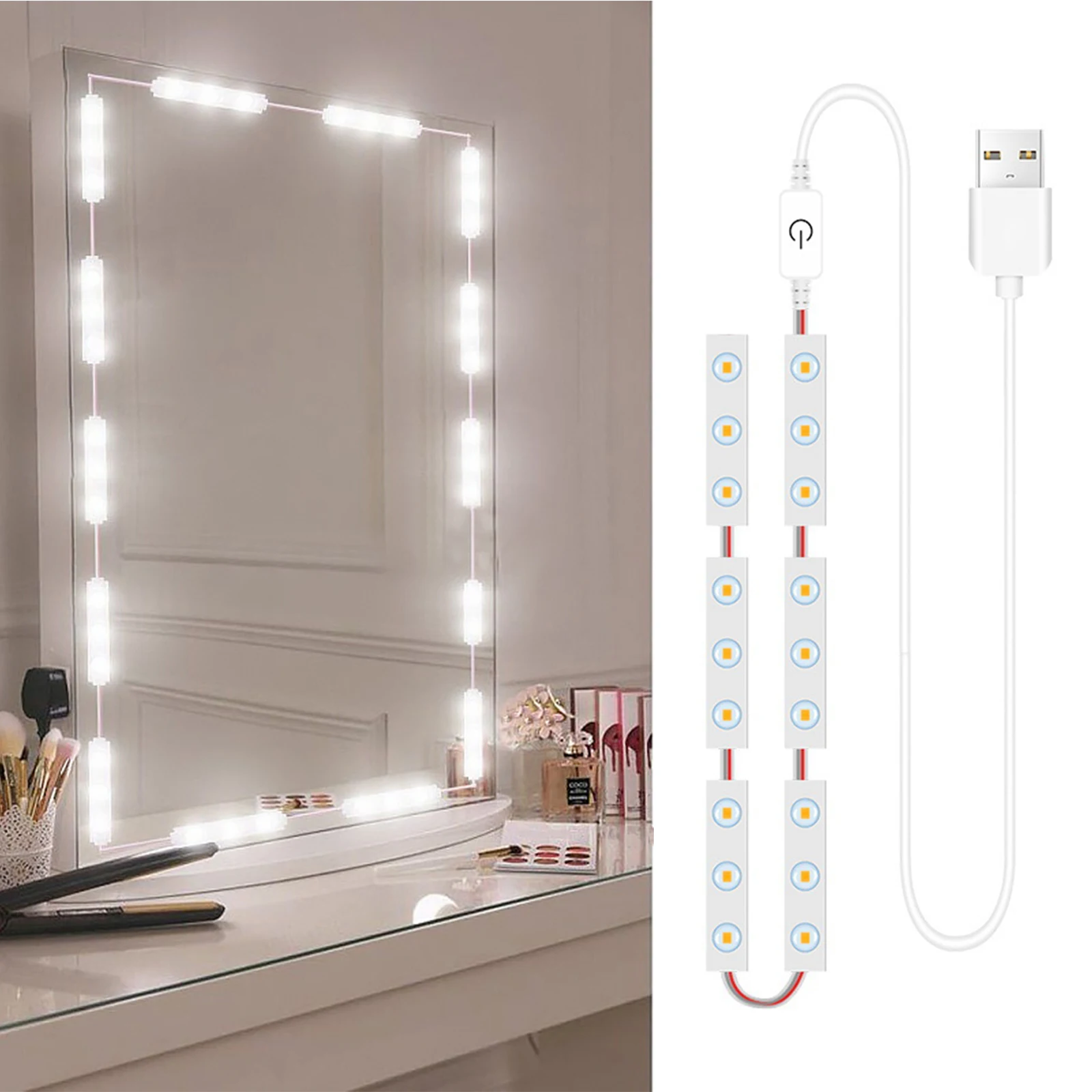 USB LED Streifen Lichter Schmink spiegel Schmink spiegel Lichter dimmbare Touch Control Kosmetik spiegel Lichter Badezimmers piegel Licht