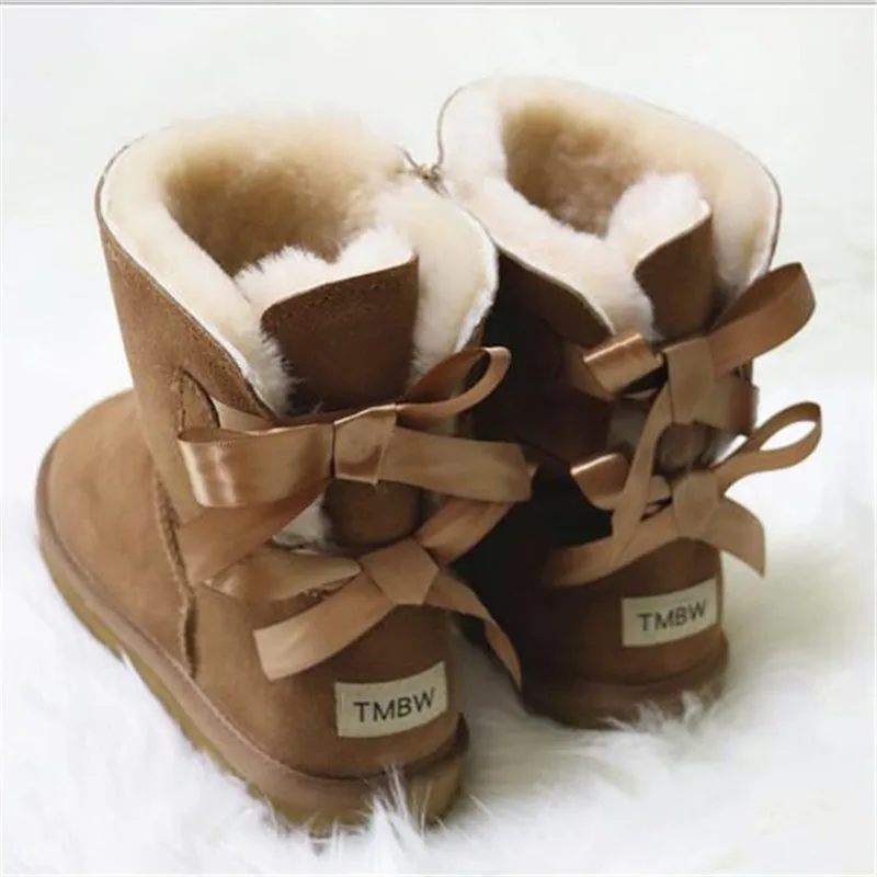 100% natürliche Pelz Schuhe Frauen Klassische Wasserdichte Echtes Rindsleder Schnee Stiefel Frauen Stiefel Warme Winter Stiefel Für Frauen Schuhe