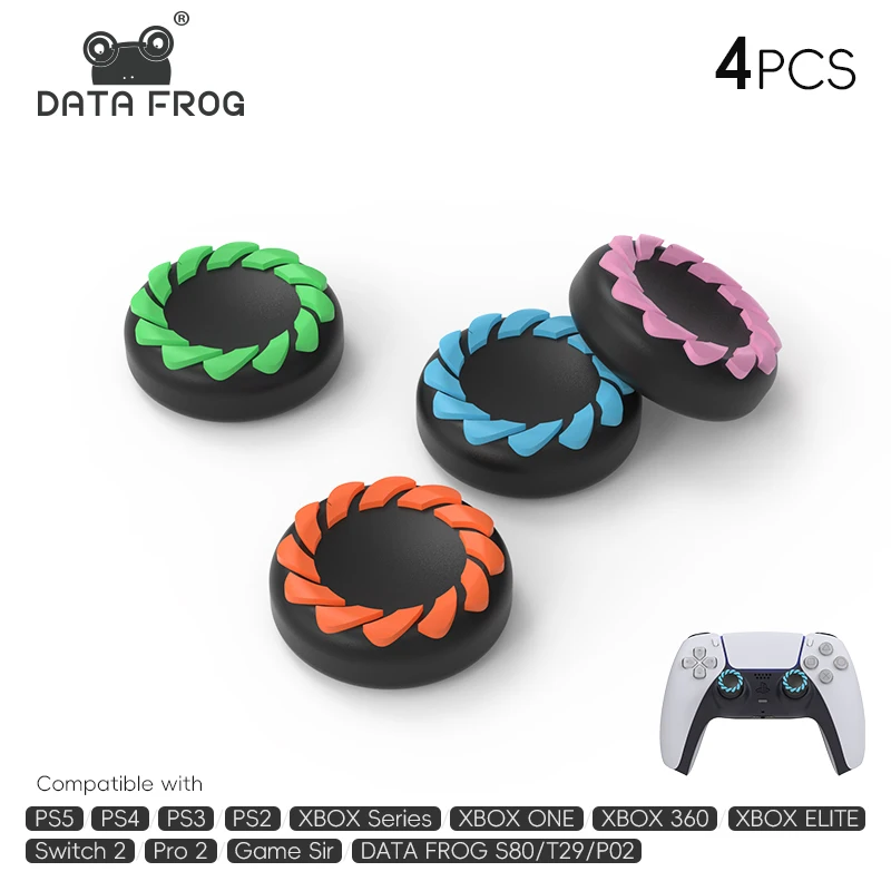 DATA FROG 4PCS Thum Grips for Switch Pro Game Controller for PS5 PS4 PS3 Controllers Xbox Series Xbox 360 Analog Joystick