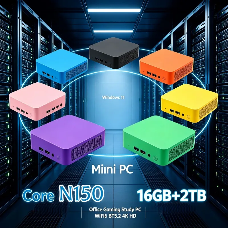 Intel Core N150 4K Desktop PC Small Pocket Computer Windows 11 Mini PC 16GB RAM 1/2TB SSD WIFI6 BT5.2 Gaming Computer