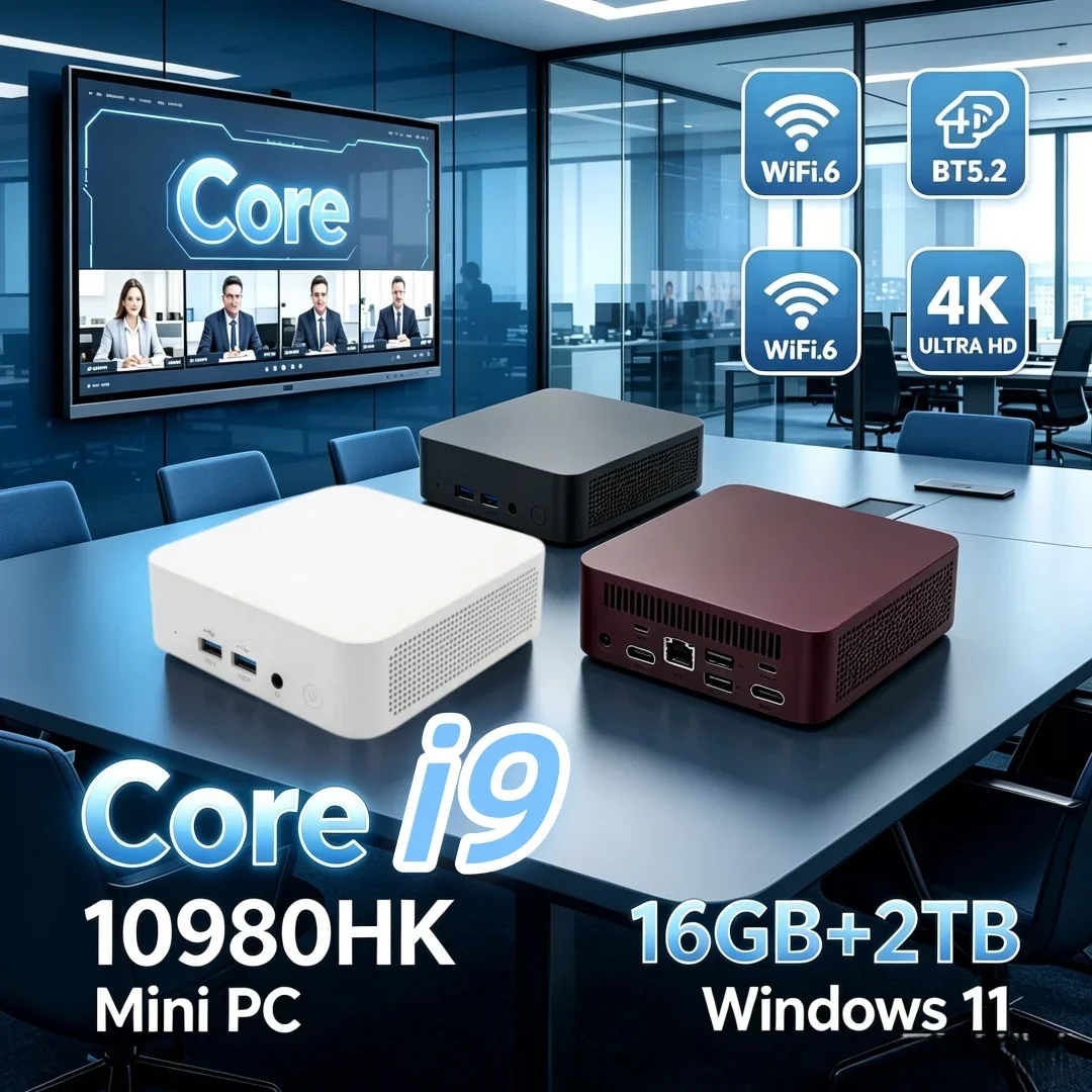 Mini PC Intel Core I9 10980HK 16GB RAM 1/2TB SSD Small Pocket Cmputer WIFI6 BT5.2 4K Desktop PC Gaming Computer Windows 11