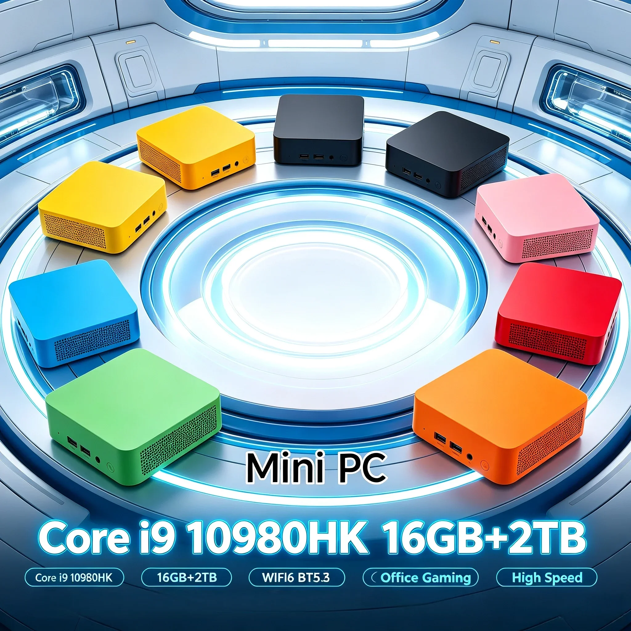 Intel Core I9 10980HK 4K Desktop PC Mini PC Windows 11 Small Pocket Computer 16GB RAM 1/2TB SSD WIFI6 BT5.2 Gaming Computer