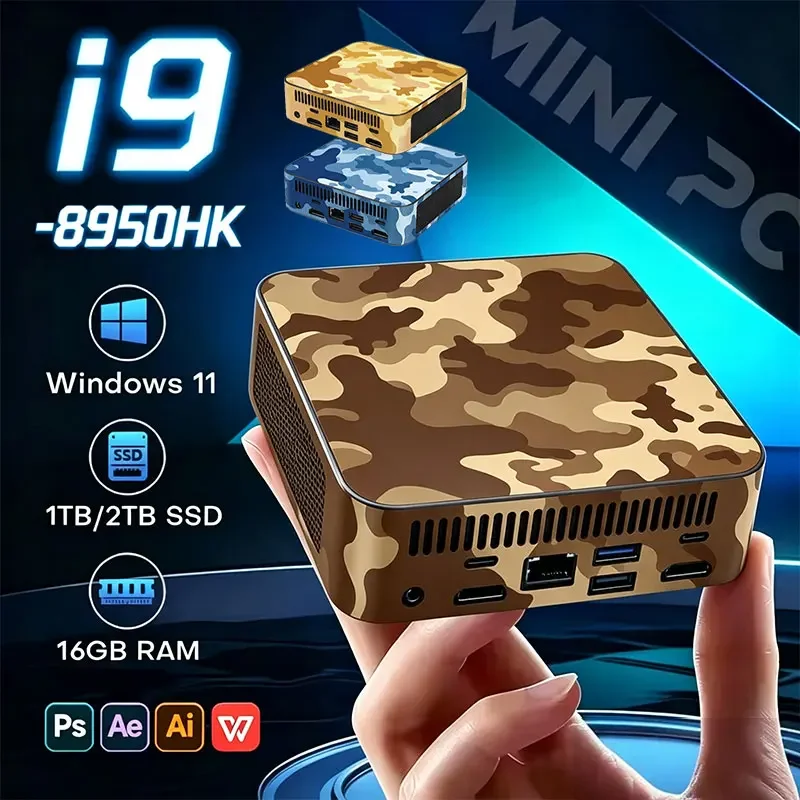 New Mini PC Computer Windows 11 intel Core i9 10980HK PC Gamer 16GB RAM 1TB M.2 SSD 4K HD WiFi 6 BT5.2 Mini Desktop Computer