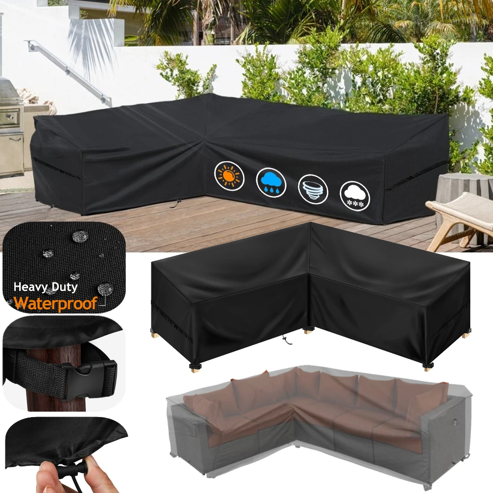 Outdoor Waterproof Garden Furniture Covers Sectional L-Shaped Sofa Cover Lawn Garden Patio Table Chair Dust Proof