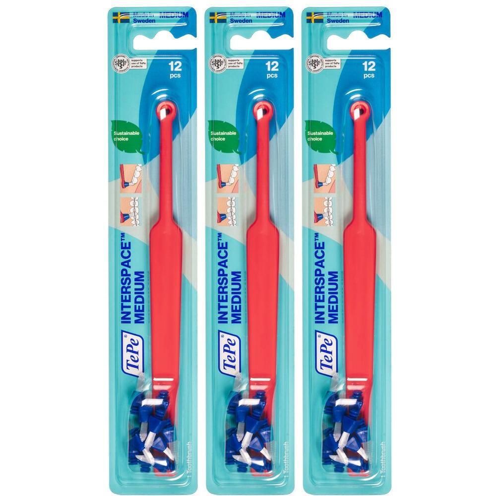 TePe Interspace Medium 1 Manico + 12 Ciuffi Blu 3x1 St