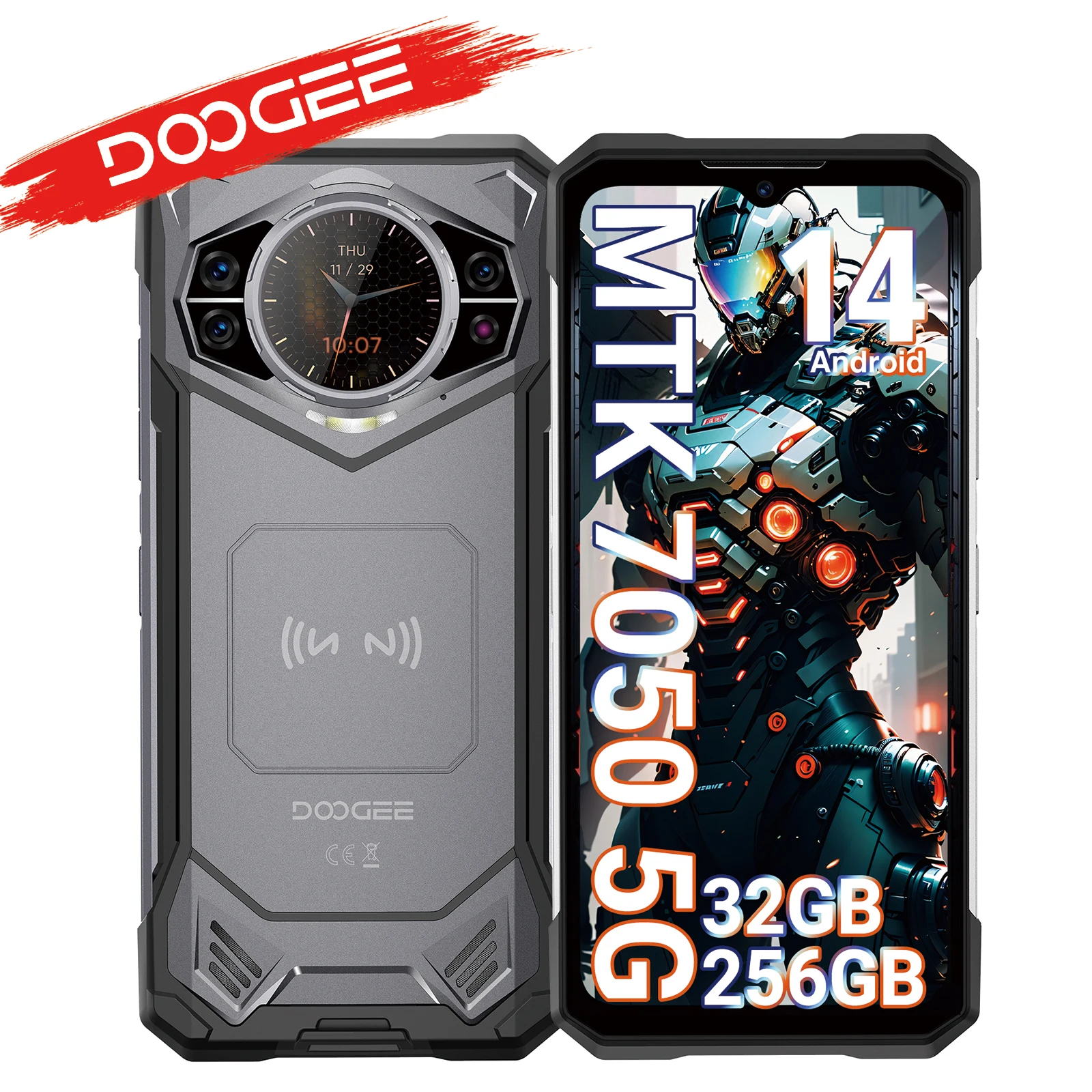 Globale Version DOOGEE S200 5G Outdoor-Smartphone 32GB 256GB AMOLED RAR Display mAh Akku 100MP AI Kamera Smartphone NFC