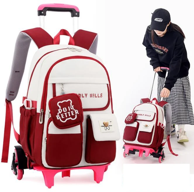 Sac à dos à roulettes pour enfants, sac à dos d'école à roulettes, sac à dos d'école à roulettes pour filles et garçons